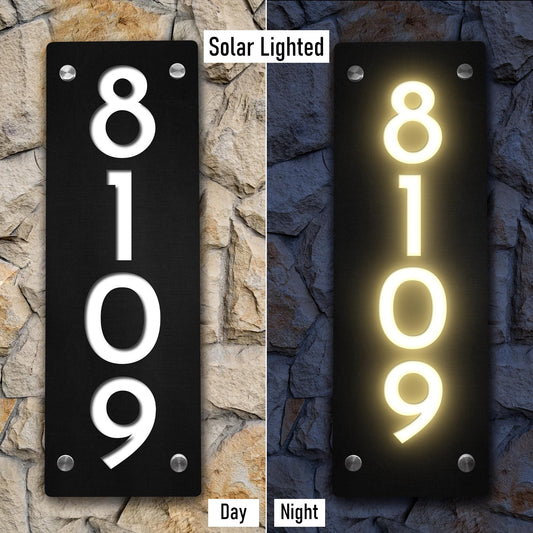 Solar Lighted House Numbers: Modern LED Address Sign