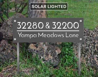Customizable Multi-Property Address Sign | Shared Driveway Sign - Solar Lighted