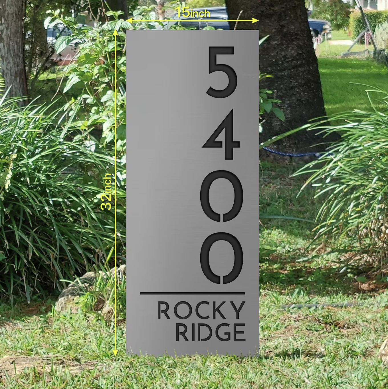 Solar Lighted 20" x 30" House Number Sign on Stakes, Commercial Signage