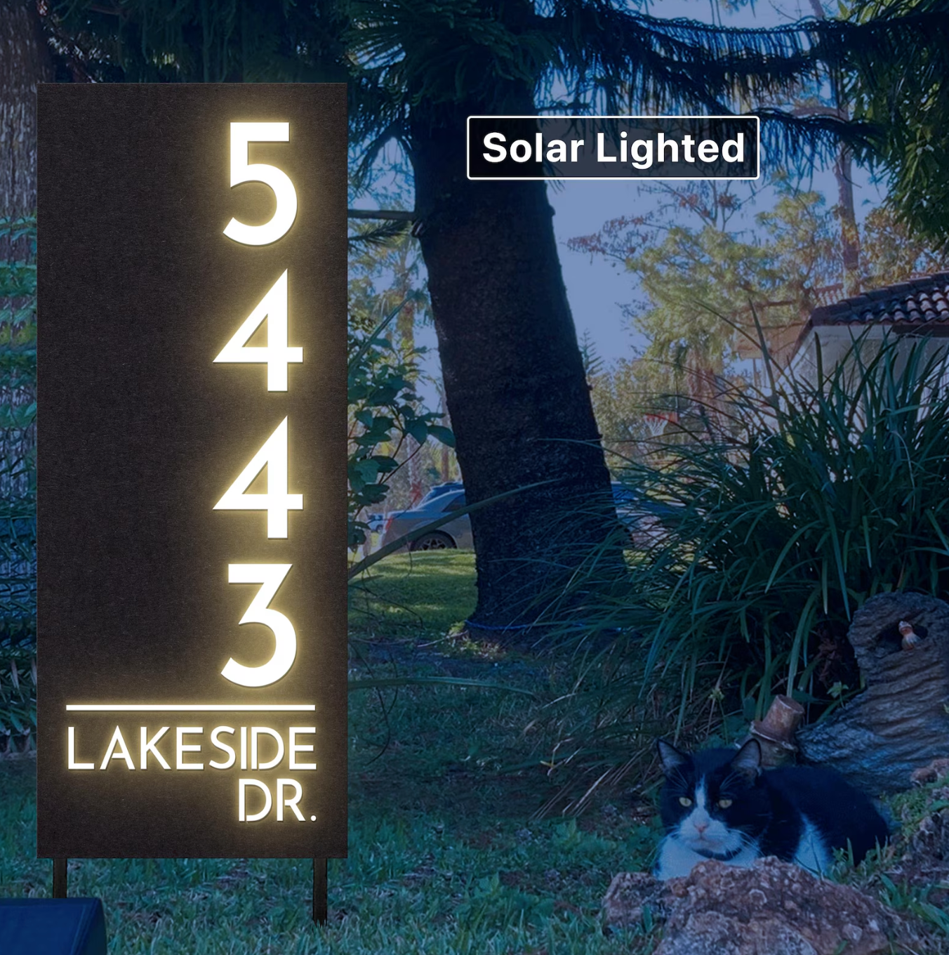 Solar Lighted Driveway Address Marker - 15x32 House Numbers - Paxt