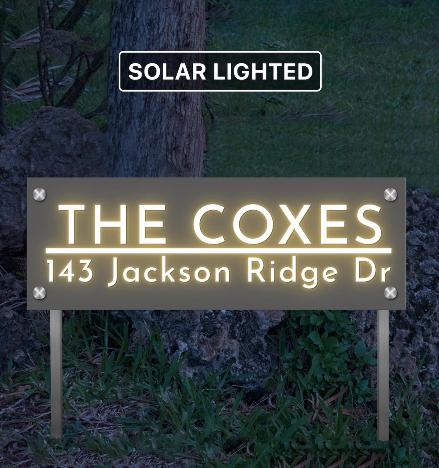 Solar Lighted Driveway Address Marker -15x32 House Numbers, Yard