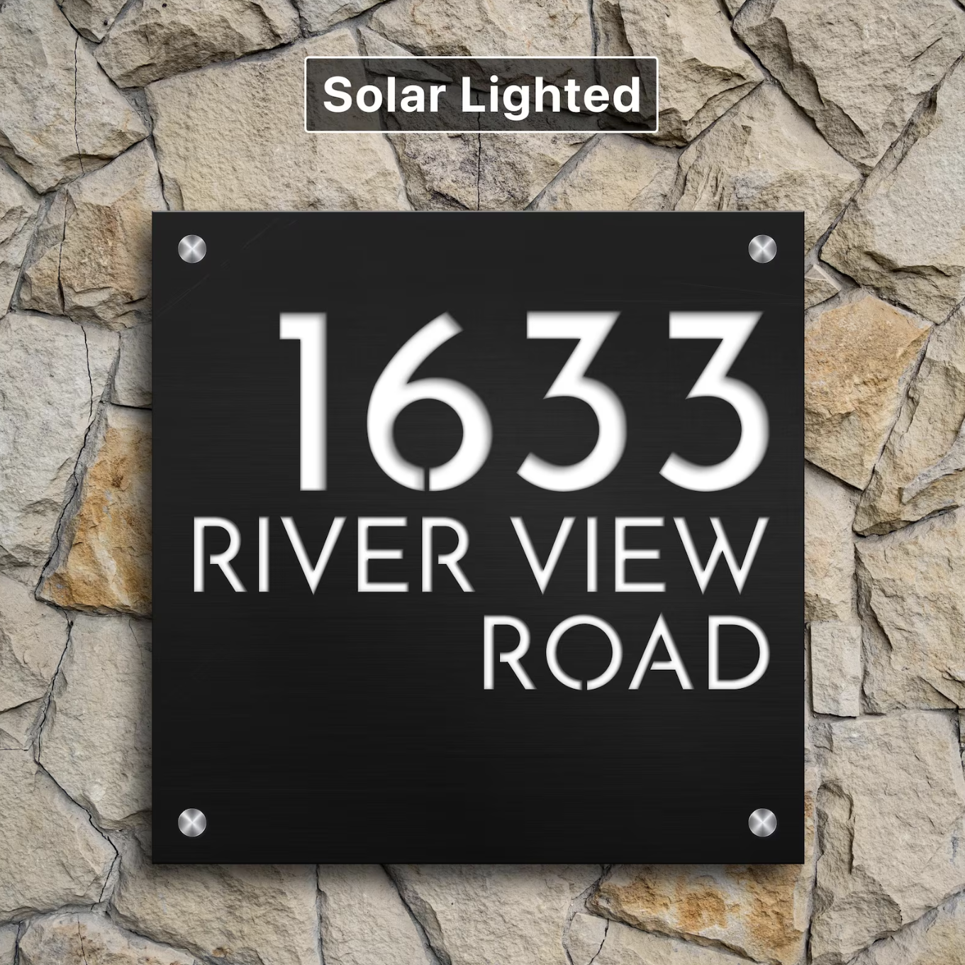 20 x 20 Solar Lighted House Number Address Sign