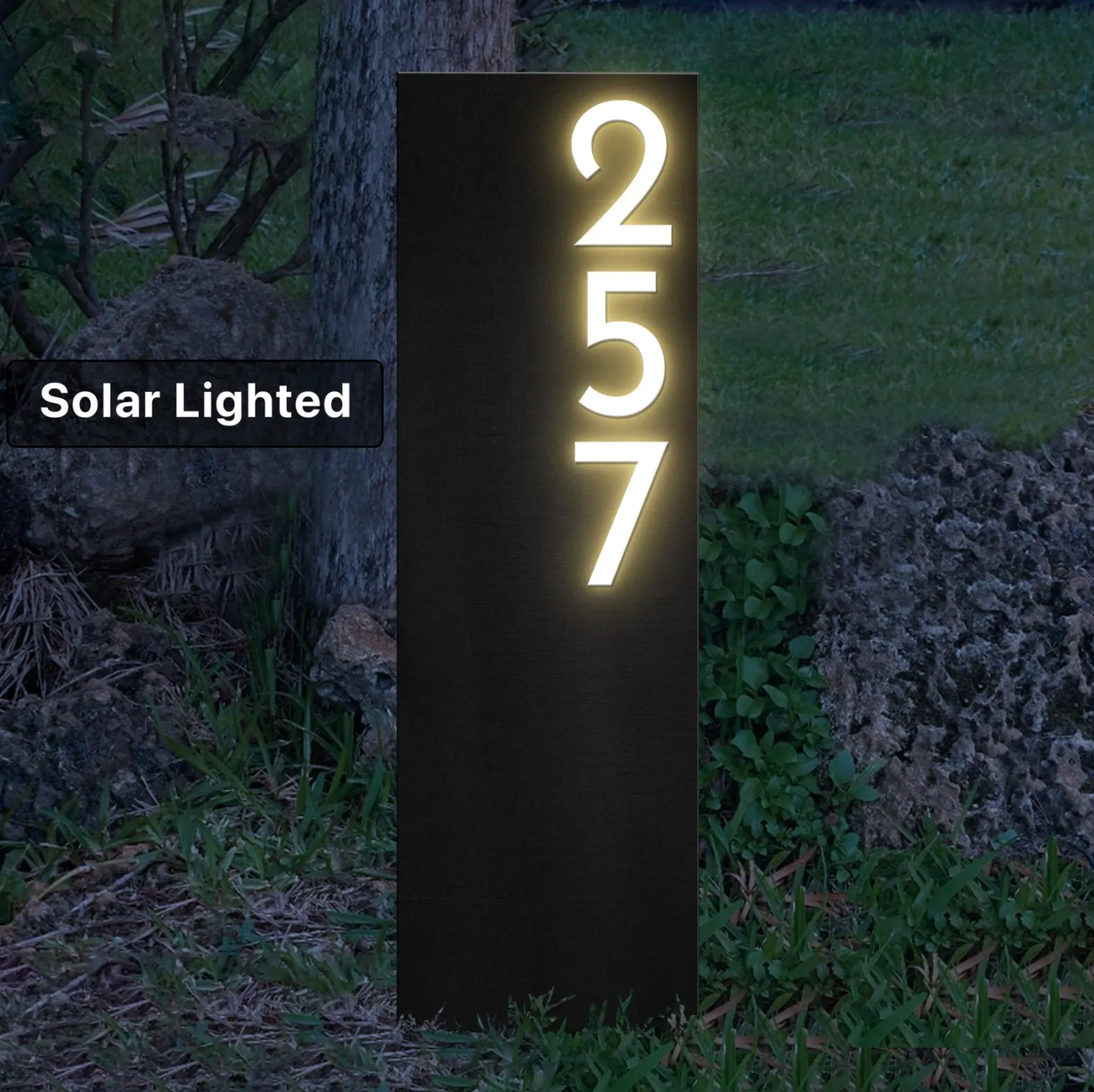 Solar Lighted Driveway Address Marker - 15x32 House Numbers - Paxt