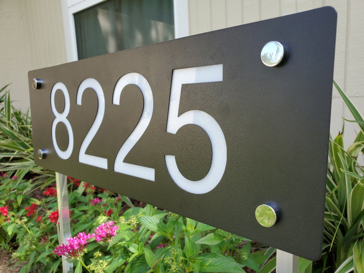 Solar House Number Sign with Tree of Life Design | LED Lighted Address Sign for Lawn | Weatherproof