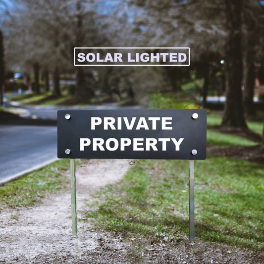 Customized Solar Lighted Private Property Sign – No Trespassing Yard Marker