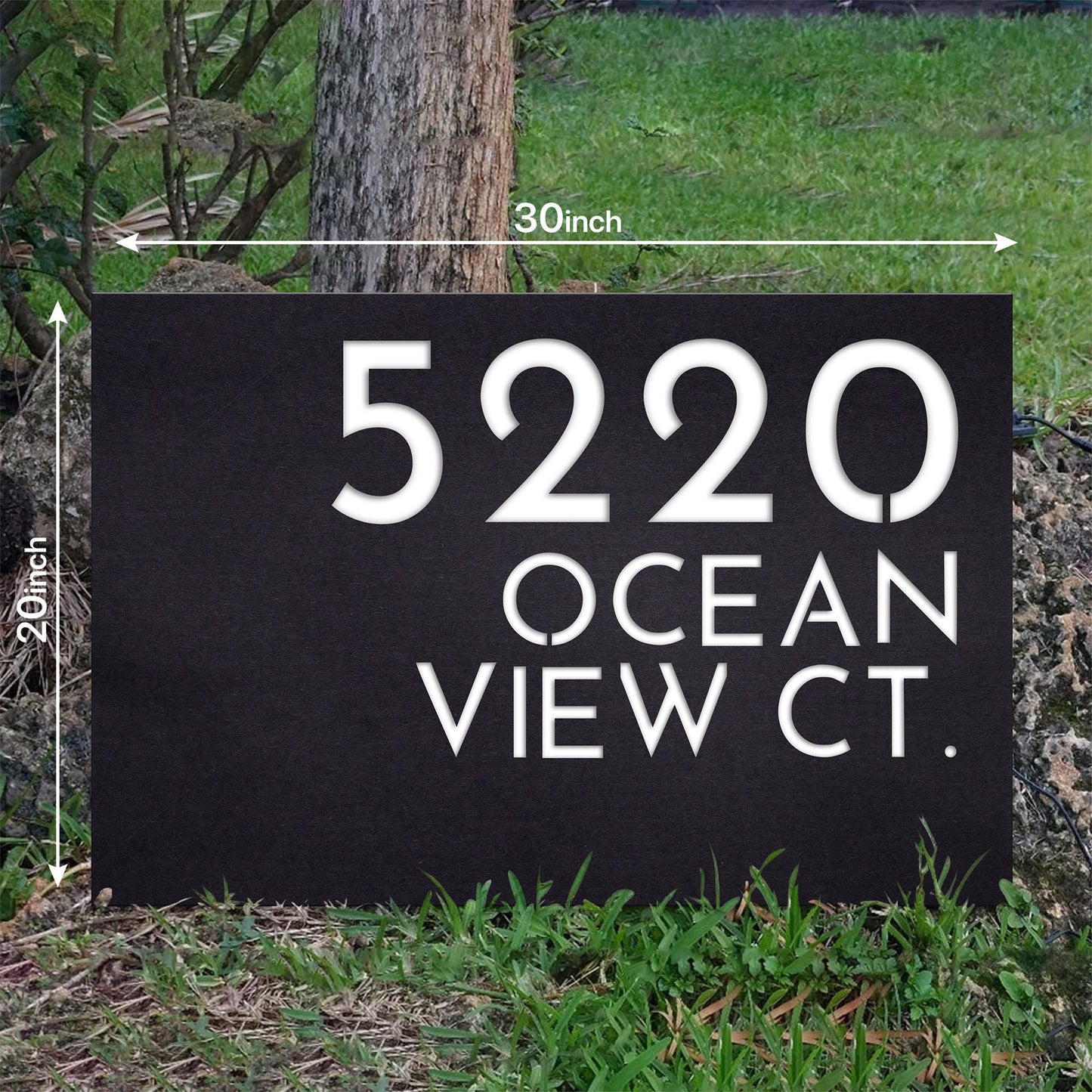 Solar Lighted Driveway Address Sign | 15x32 LED House Numbers on Stakes | Weatherproof Yard & Airbnb Marker