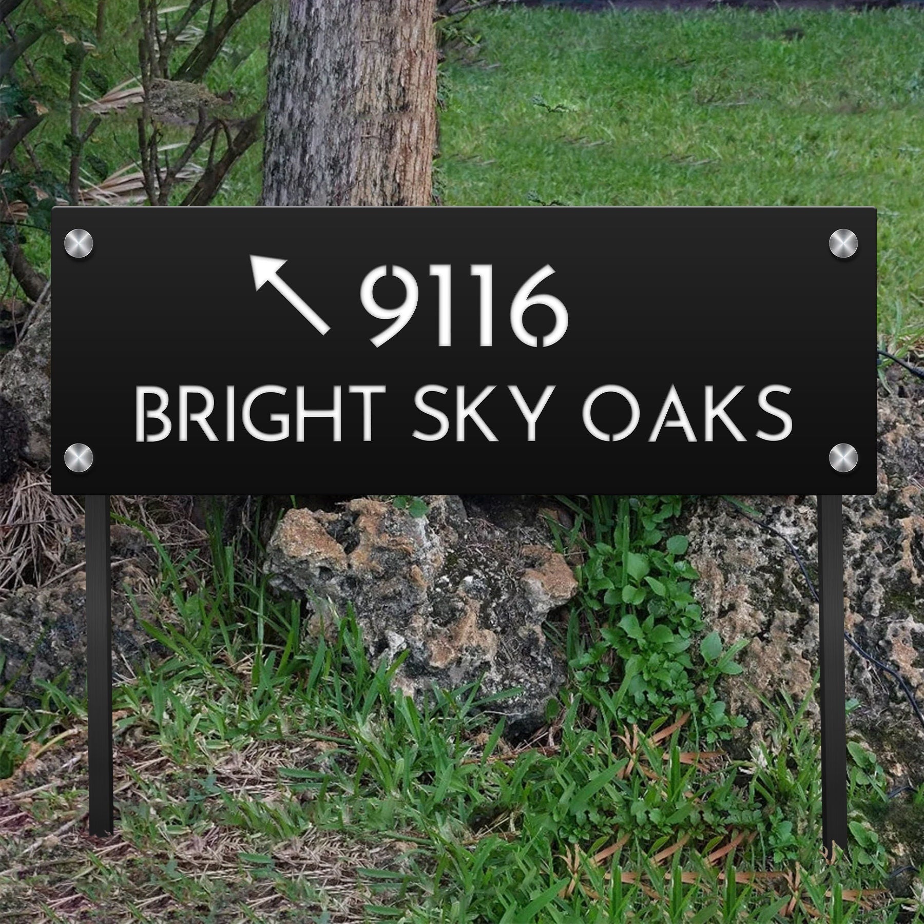 Custom Arrow Address Yard Sign with Stakes | Personalized House Numbers Lawn Decor | Directional Plaque