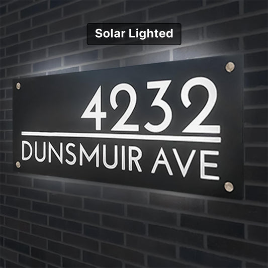 Solar Lighted LED Address Sign, Modern House Numbers