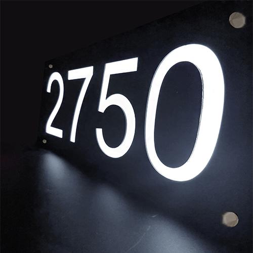Solar Lighted Vertical Address Sign | Modern LED House Numbers with Stakes | Weatherproof Yard Marker