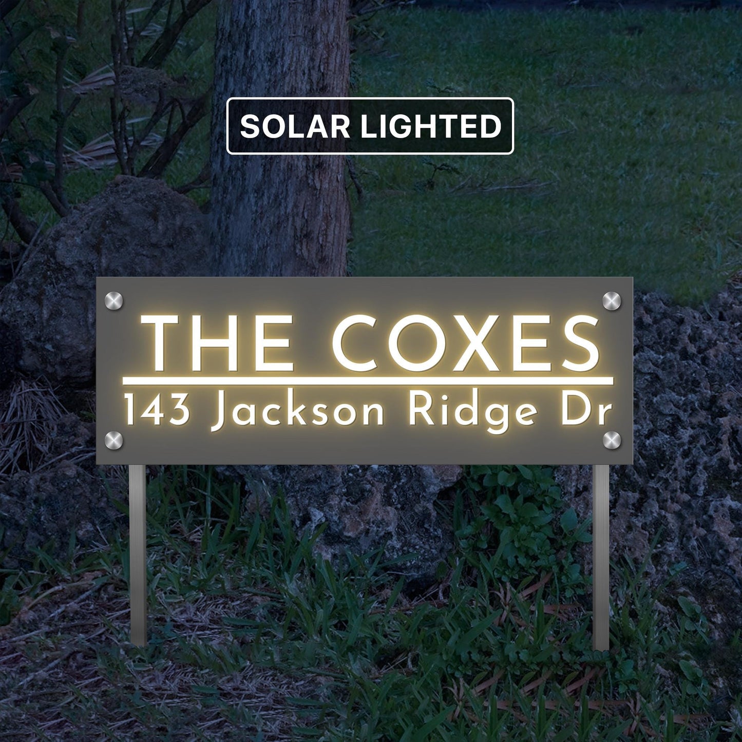 Solar Yard Address Sign , Lawn Address Sign With Stakes, Air BNB Signage, Lighted Address Sign, Lawn House Numbers, Driveway Marker