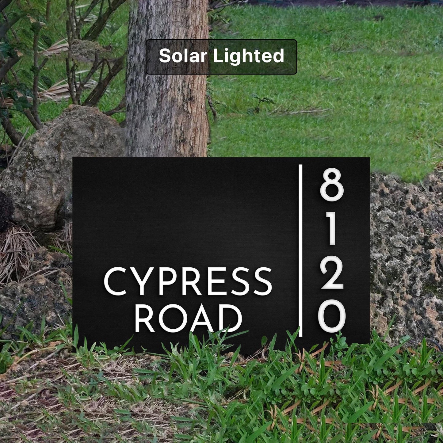Large Solar Lighted House Number Sign, Solar or Electric, Made in USA
