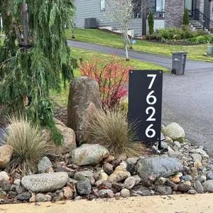 Solar Lighted Driveway Address Sign | 15x32 LED House Numbers on Stakes | Weatherproof Yard & Airbnb Marker