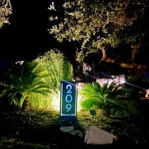 Solar Lighted House Number Sign | 15x32 LED Lawn Address Sign with Stakes | Weatherproof Driveway Marker