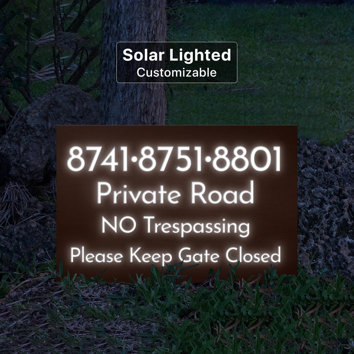 Customized Modern Yard Address Sign, Solar Lighted LED House Numbers, Outdoor Vertical Driveway Marker Plaque, Shared Driveway Multi Family