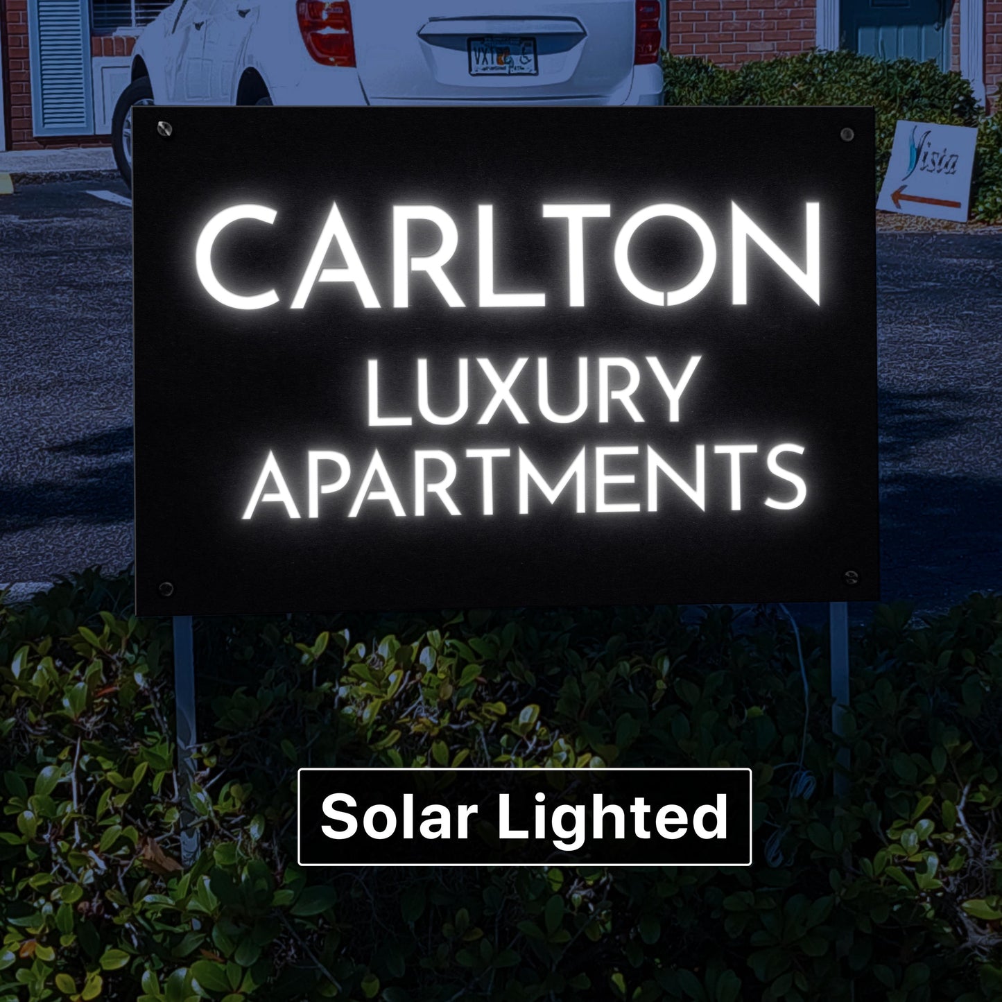 Customizable Laser Cut Commercial Sign, Personalized Solar Lighted Logo Sign