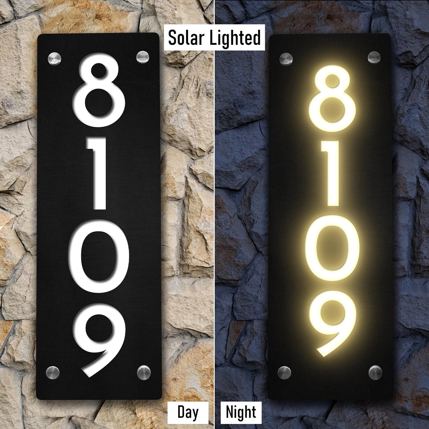Solar Lighted House Numbers: Modern LED Address Sign