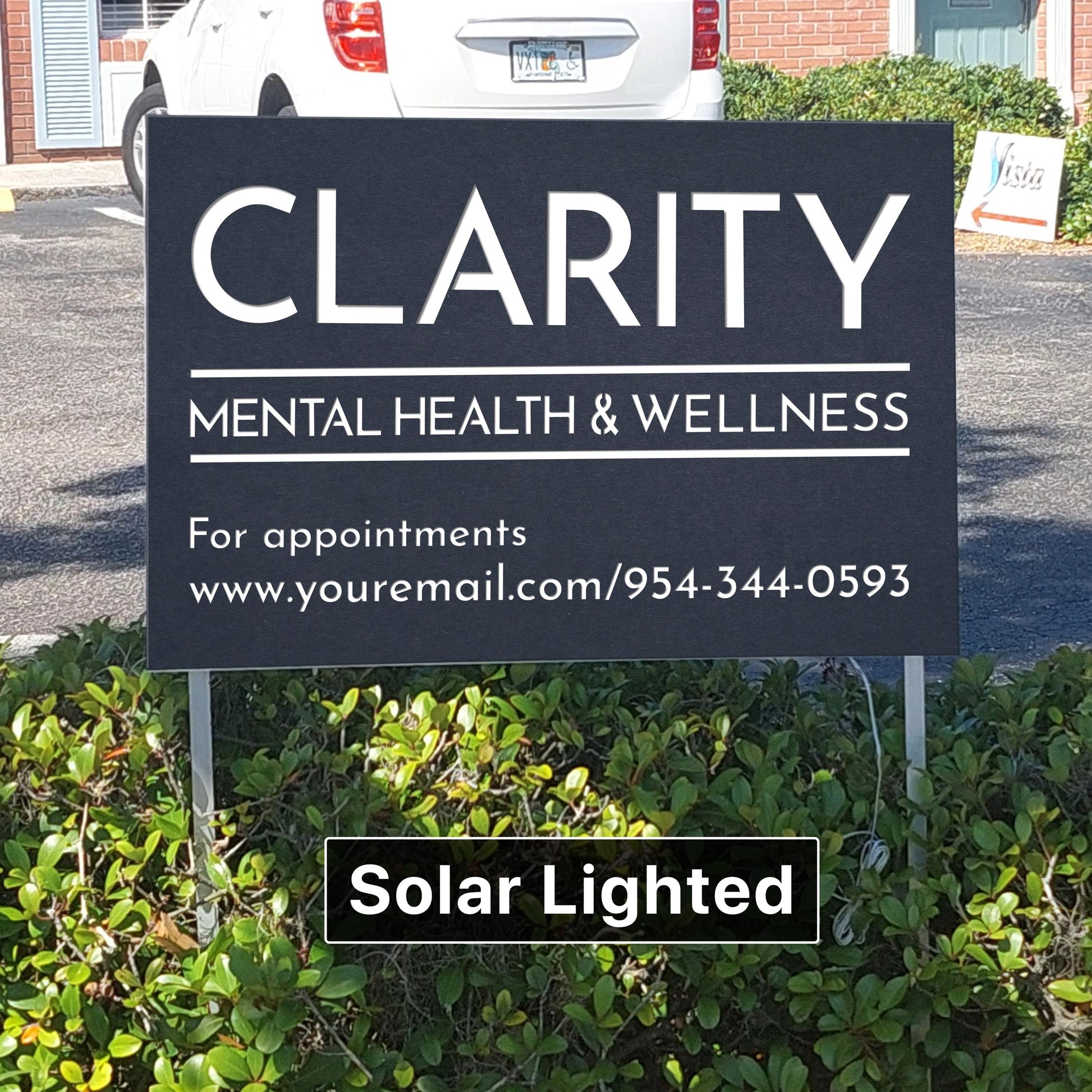 Custom Lighted Business Outdoor Sign, Solar Business logo Signage, Storefront Plaque, Air-BNB Marker