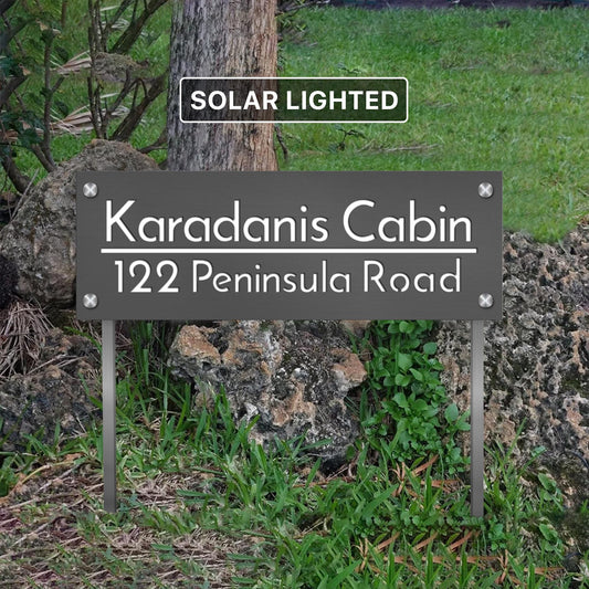 Solar Lighted Airbnb / Cabin Sign | Custom Vacation Rental | LED Outdoor Host Sign |