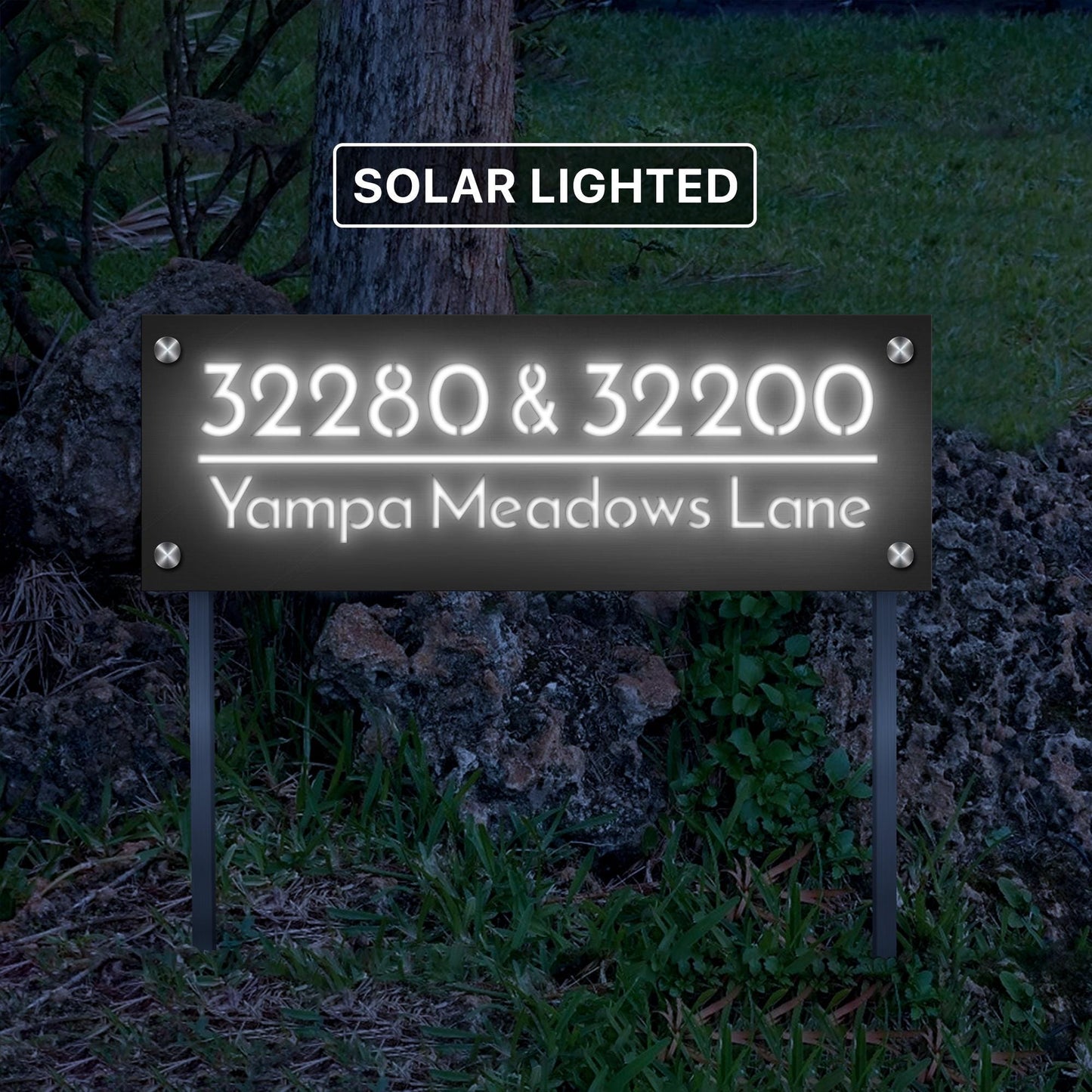 Custom Shared Driveway Address Sign, Solar or Electric, Made in USA