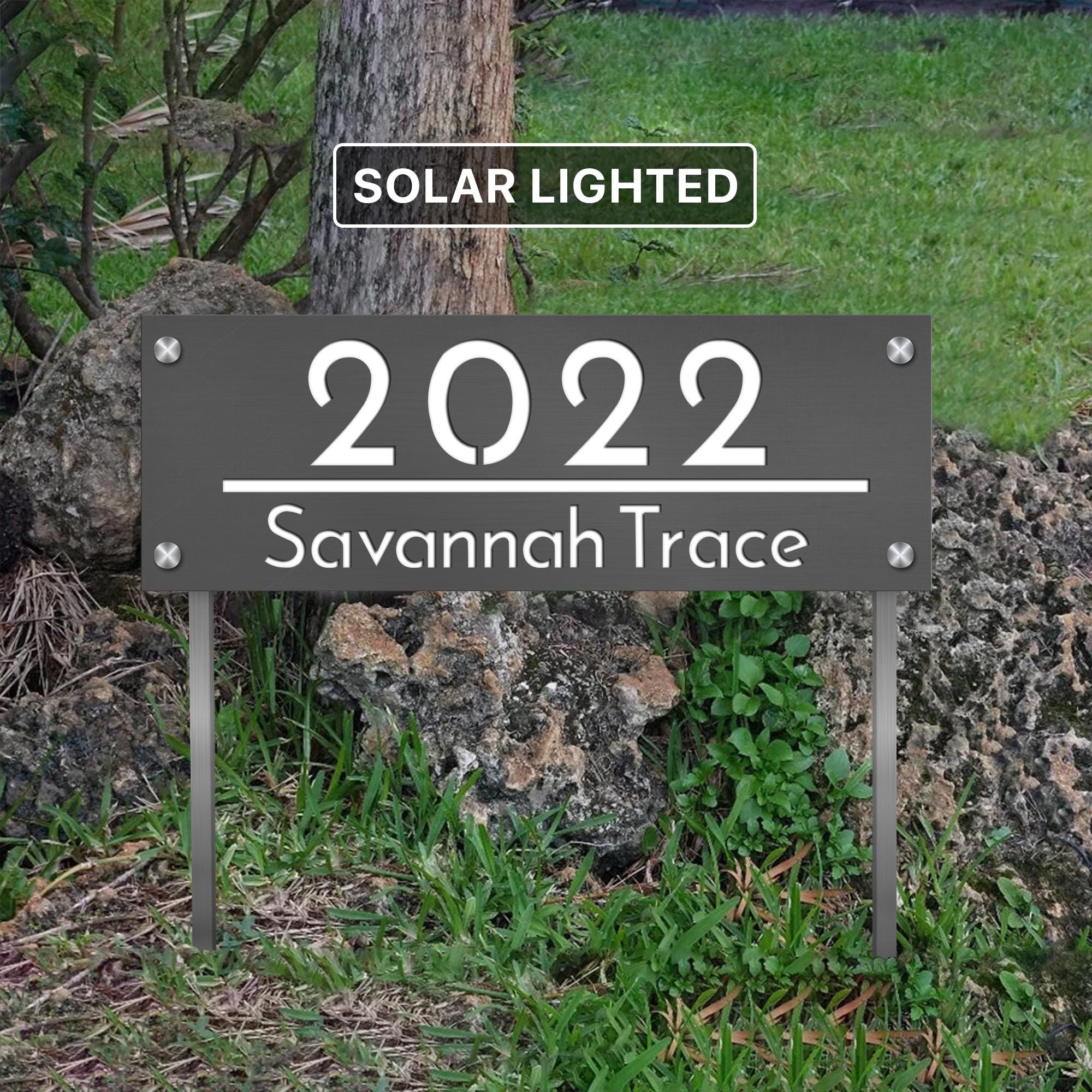 Custom Solar Lighted Address Sign | Large LED House Numbers | Yard Sign ...