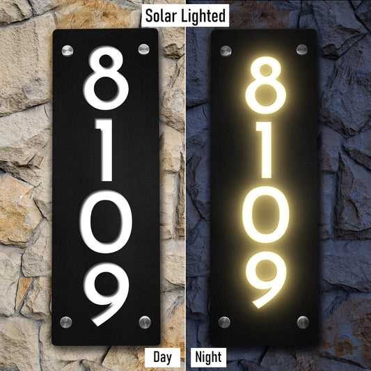 Solar Lighted House Numbers: Modern LED Address Sign