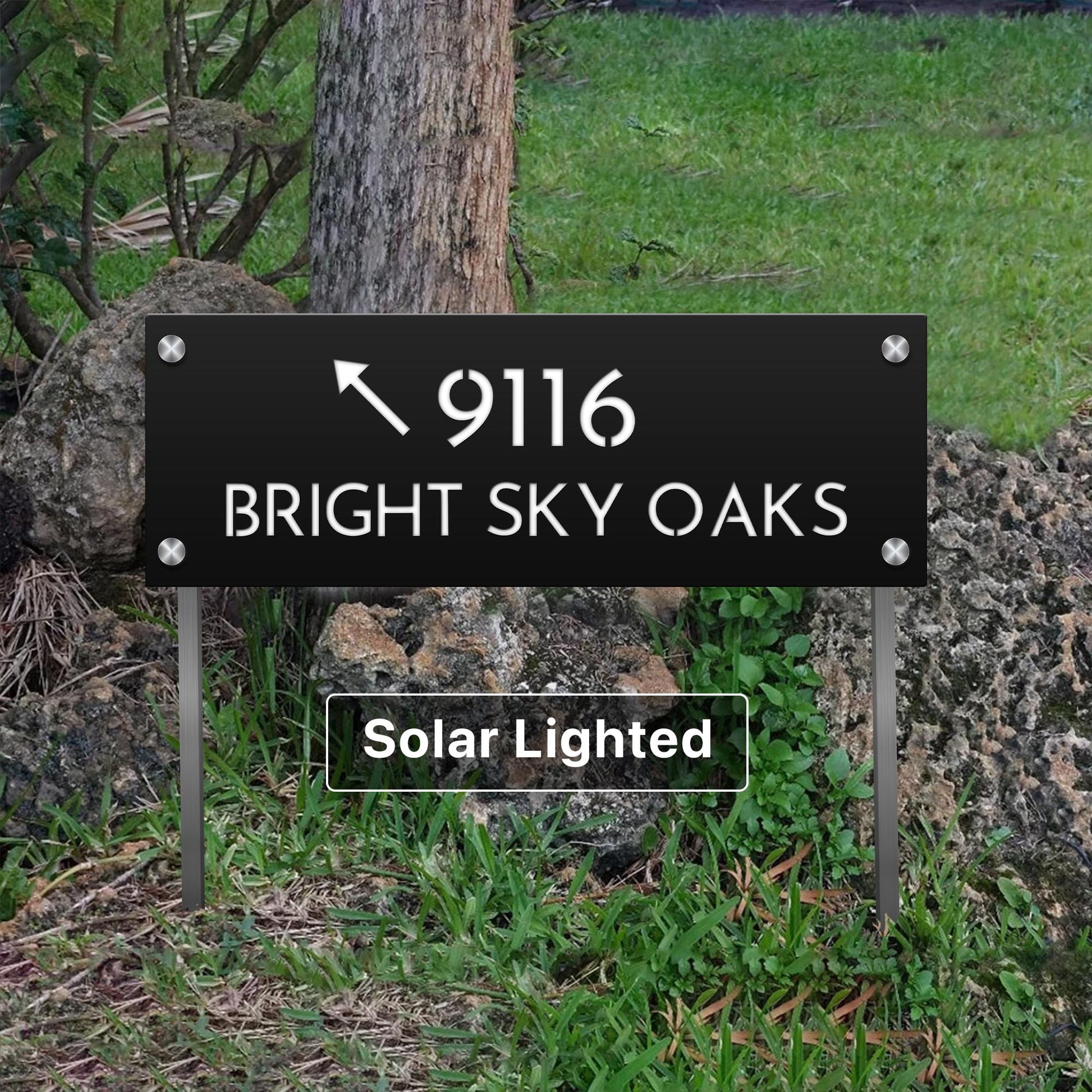 Custom Arrow Address Yard Sign with Stakes | Personalized House Numbers Lawn Decor | Directional Plaque