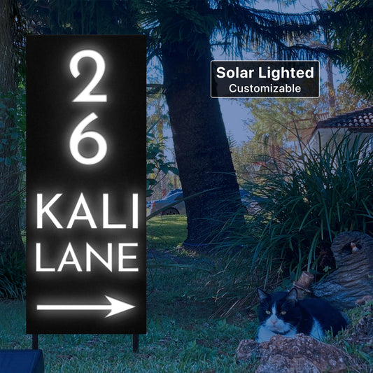 Customizable Solar Lighted Address Marker, Solar House Numbers, Directional Sign with Arrow