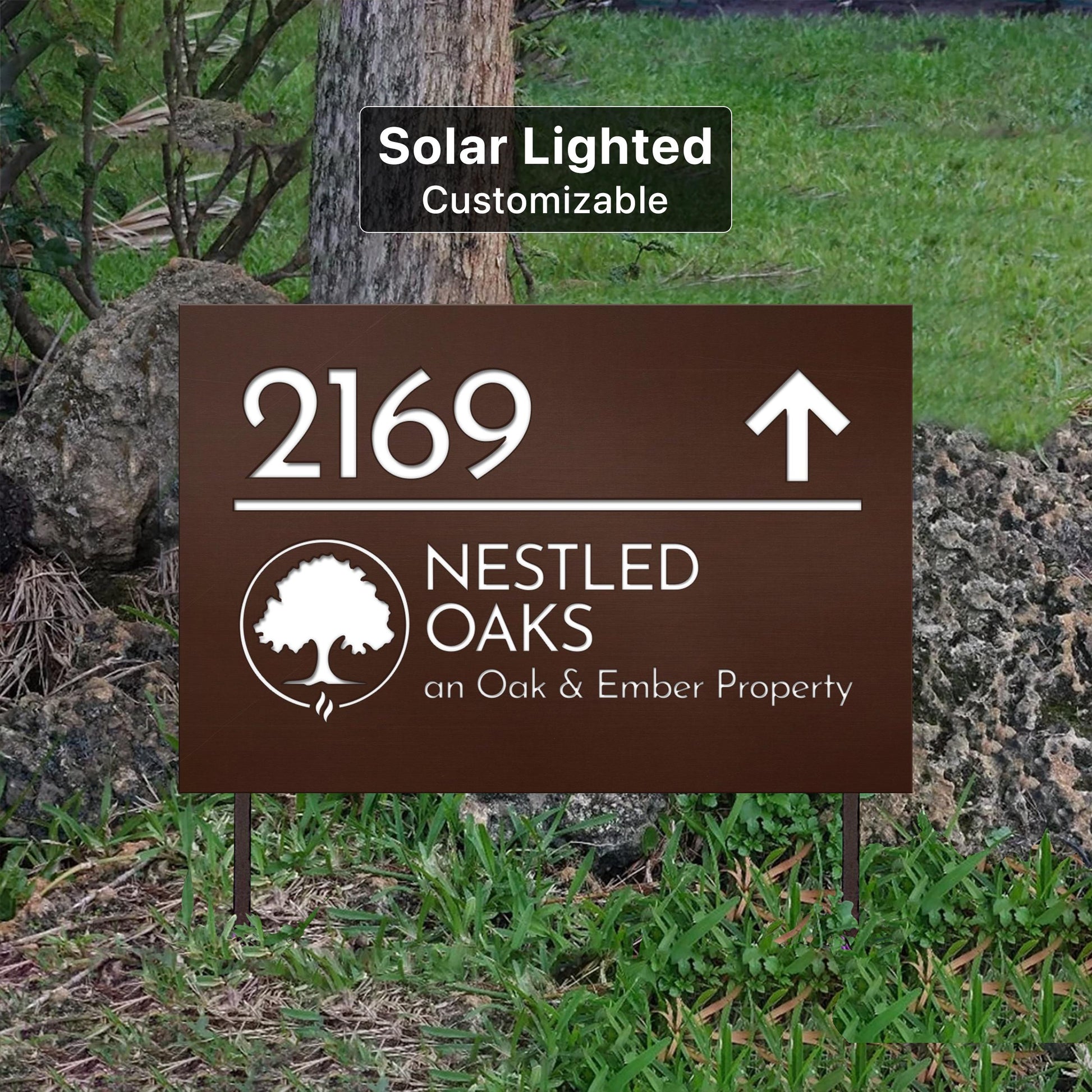 Customizable Laser Cut Commercial Sign, Personalized Solar Lighted Logo Sign