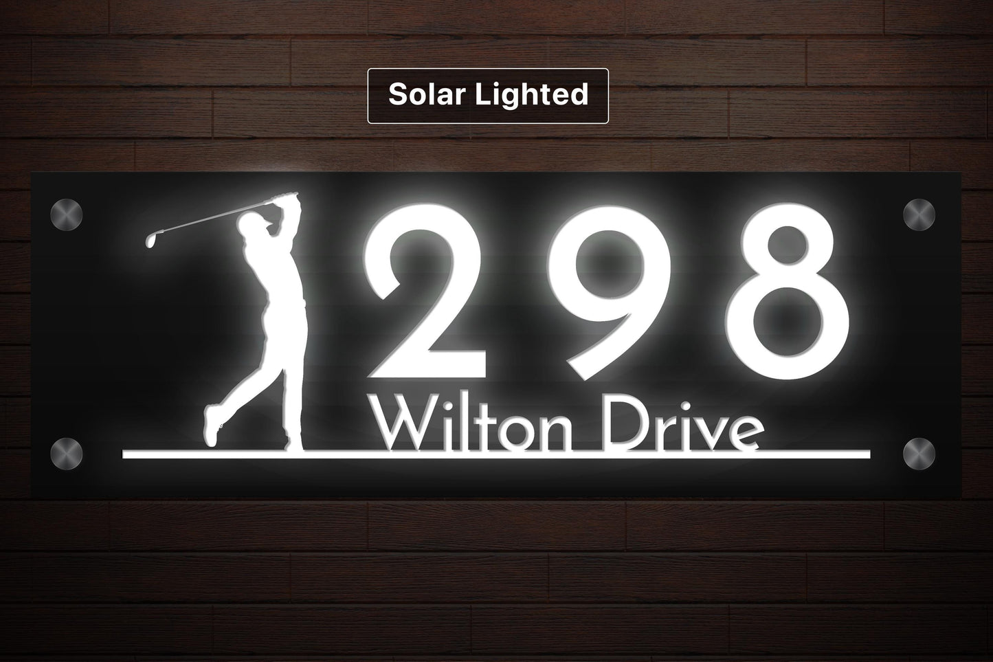 Gone Fishing Solar Address Sign | Custom Lake House Number Sign with LED Backlight | Cabin & Airbnb Marker