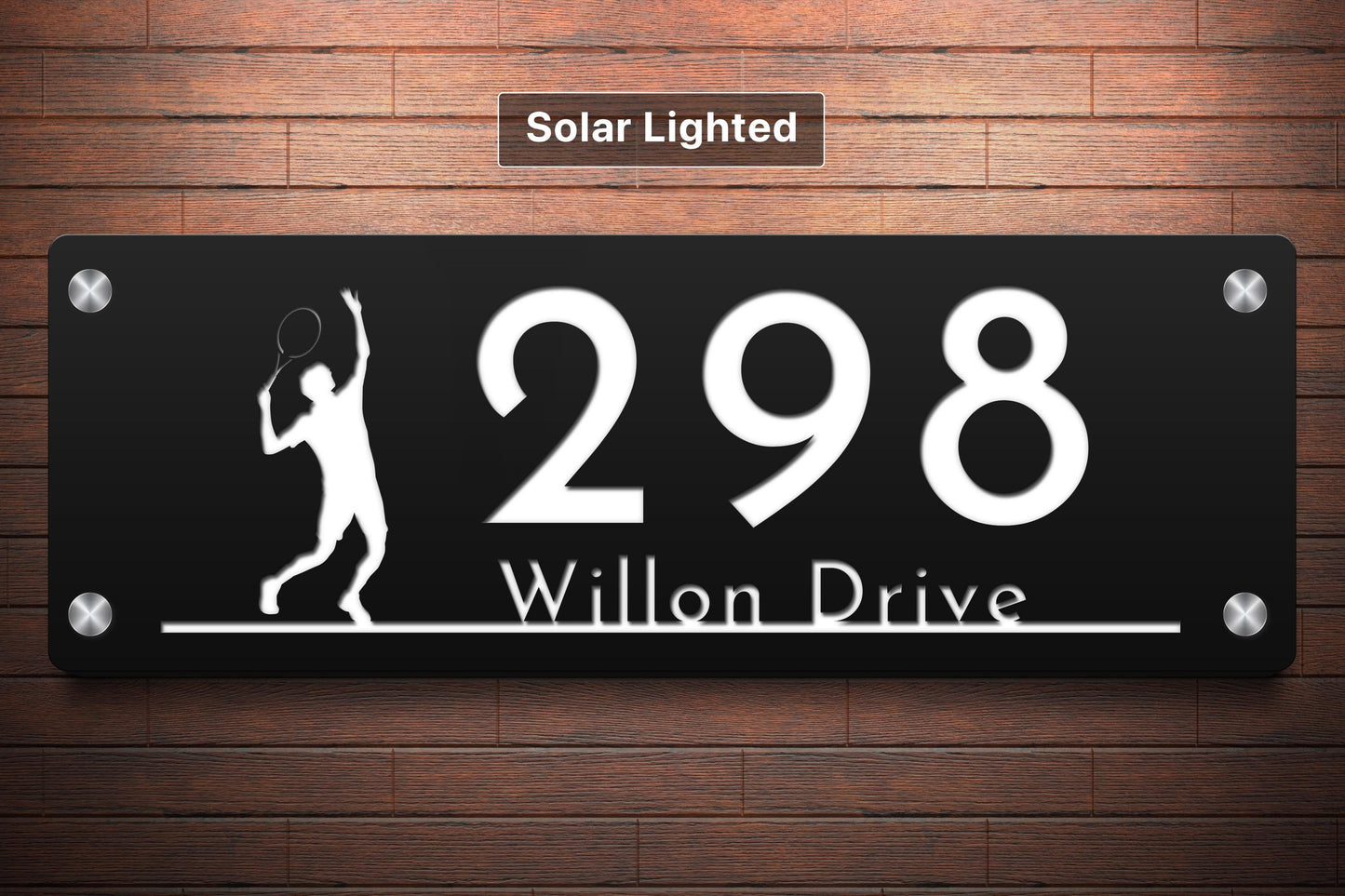 Gone Fishing Solar Address Sign | Custom Lake House Number Sign with LED Backlight | Cabin & Airbnb Marker