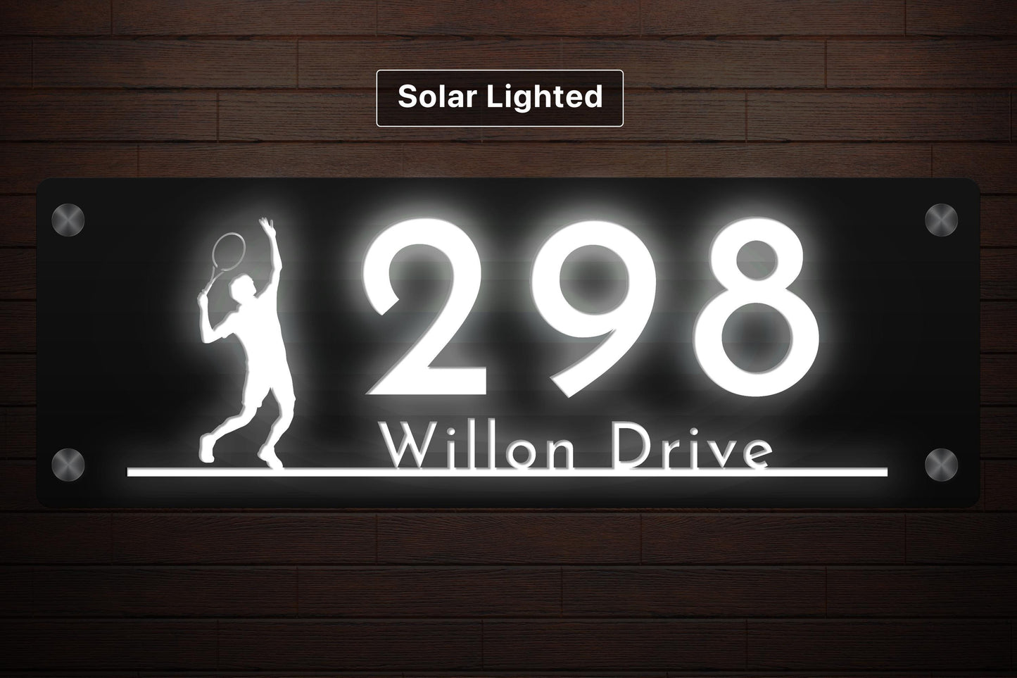 Gone Fishing Solar Address Sign | Custom Lake House Number Sign with LED Backlight | Cabin & Airbnb Marker