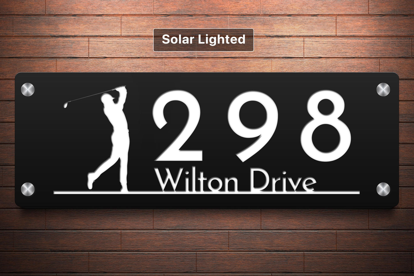 Gone Fishing Solar Address Sign | Custom Lake House Number Sign with LED Backlight | Cabin & Airbnb Marker