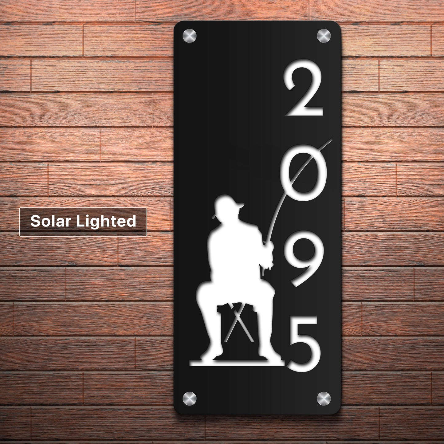 Gone Fishing Solar LED Address Sign, Lake House Decor