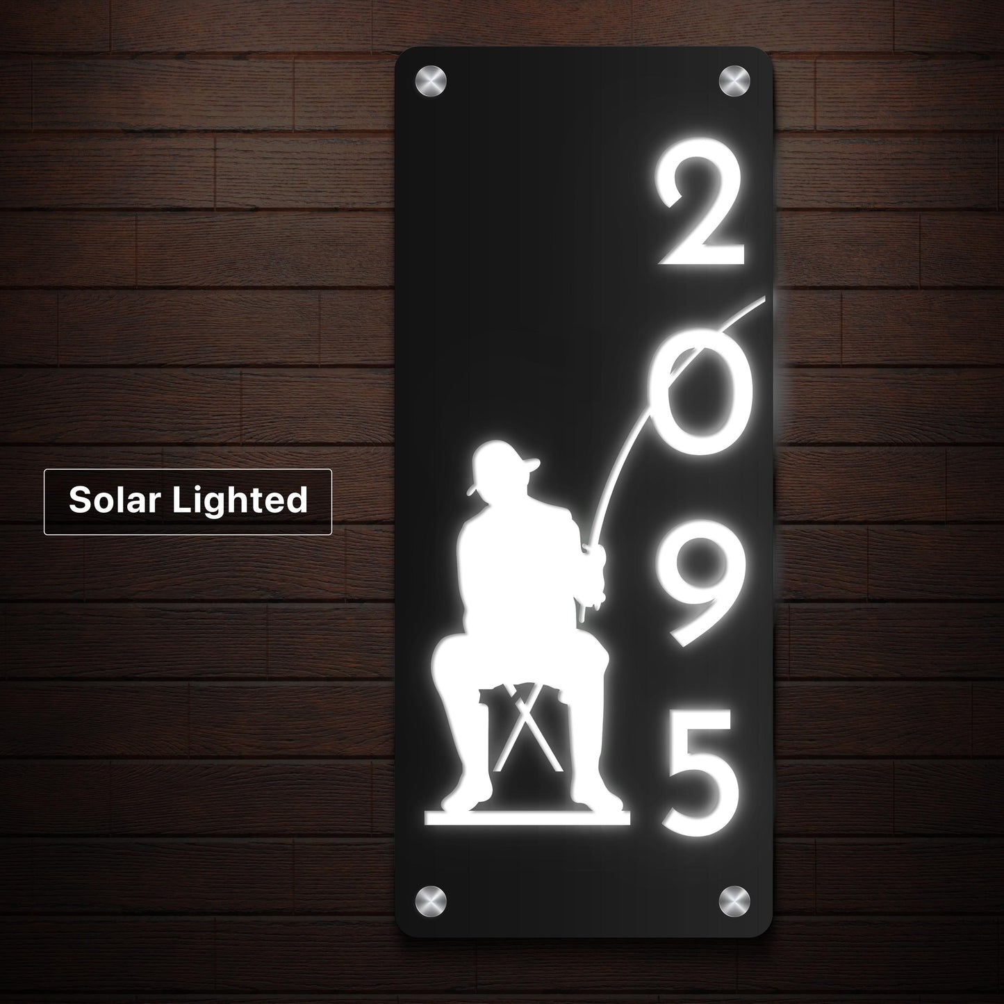 Gone Fishing Solar LED Address Sign, Lake House Decor