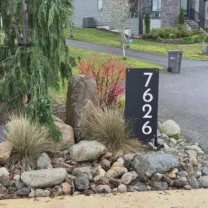 Shared Driveway Sign with Arrows & Logo | Solar Lighted Address Marker on Stakes | Airbnb Property Sign