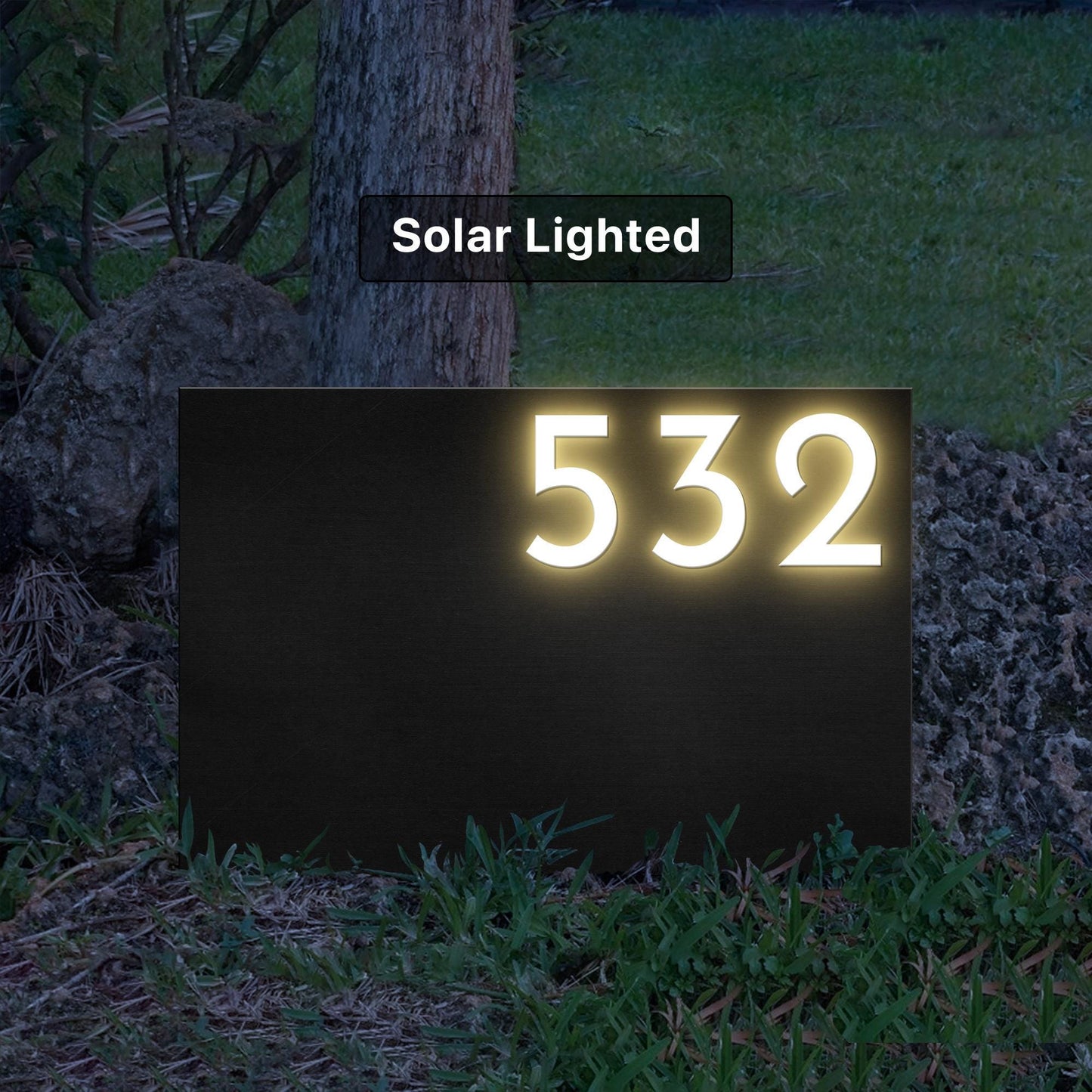 Custom Solar Lighted Outdoor Sign, Personalized Property Signage With Yard Stakes, Air-BNB Marker,