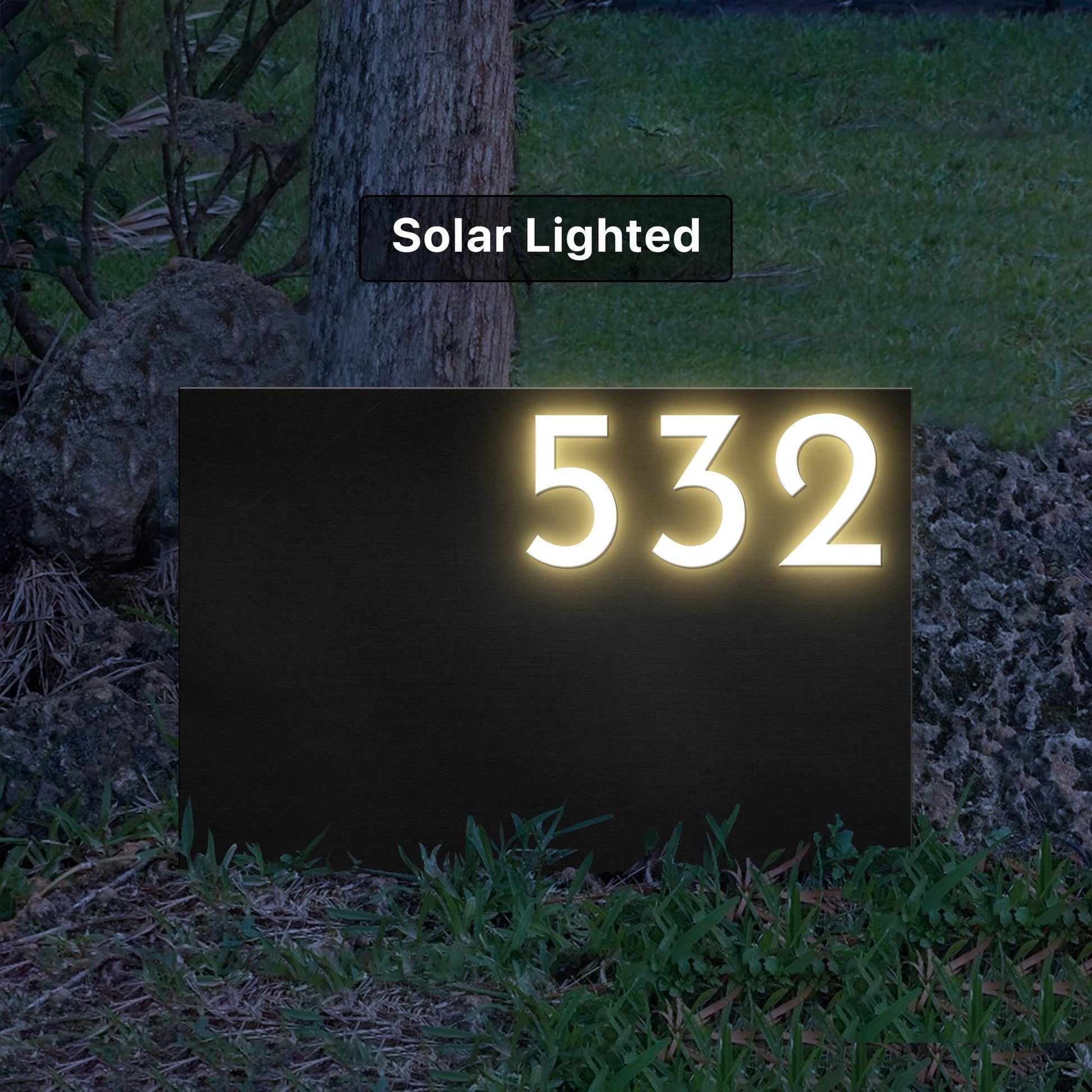 Custom Solar Lighted Outdoor Sign, Personalized Property Signage With Yard Stakes, Air-BNB Marker,