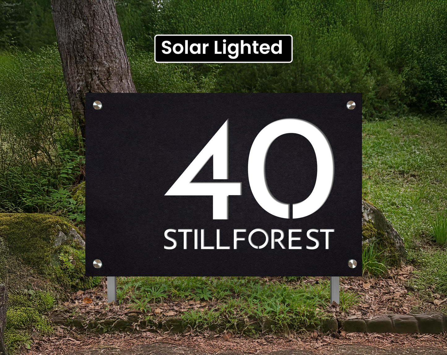 Custom Solar Lighted Outdoor Sign, Personalized Property Signage With Yard Stakes, Air-BNB Marker,