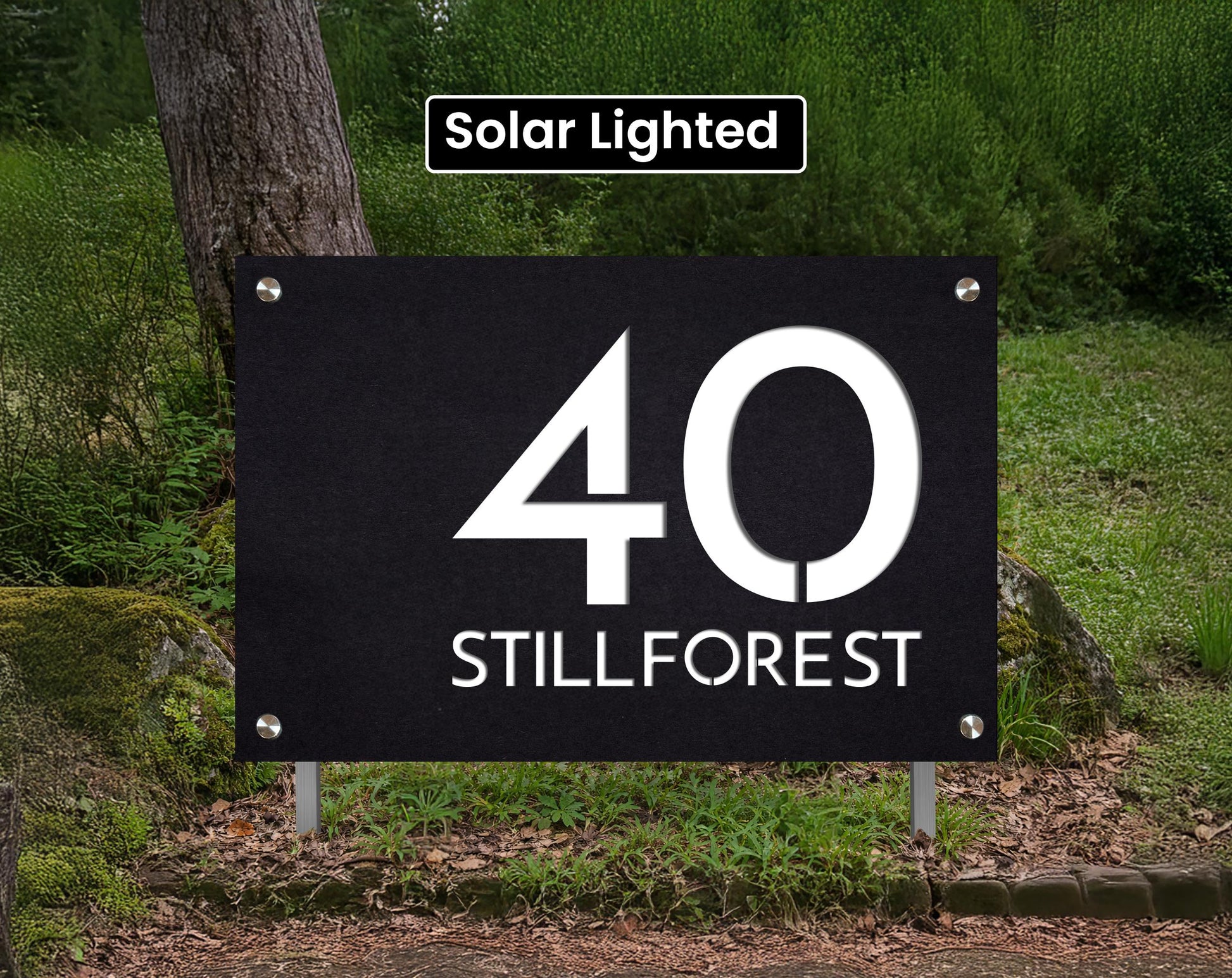 Custom Solar Lighted Outdoor Sign, Personalized Property Signage With Yard Stakes, Air-BNB Marker,