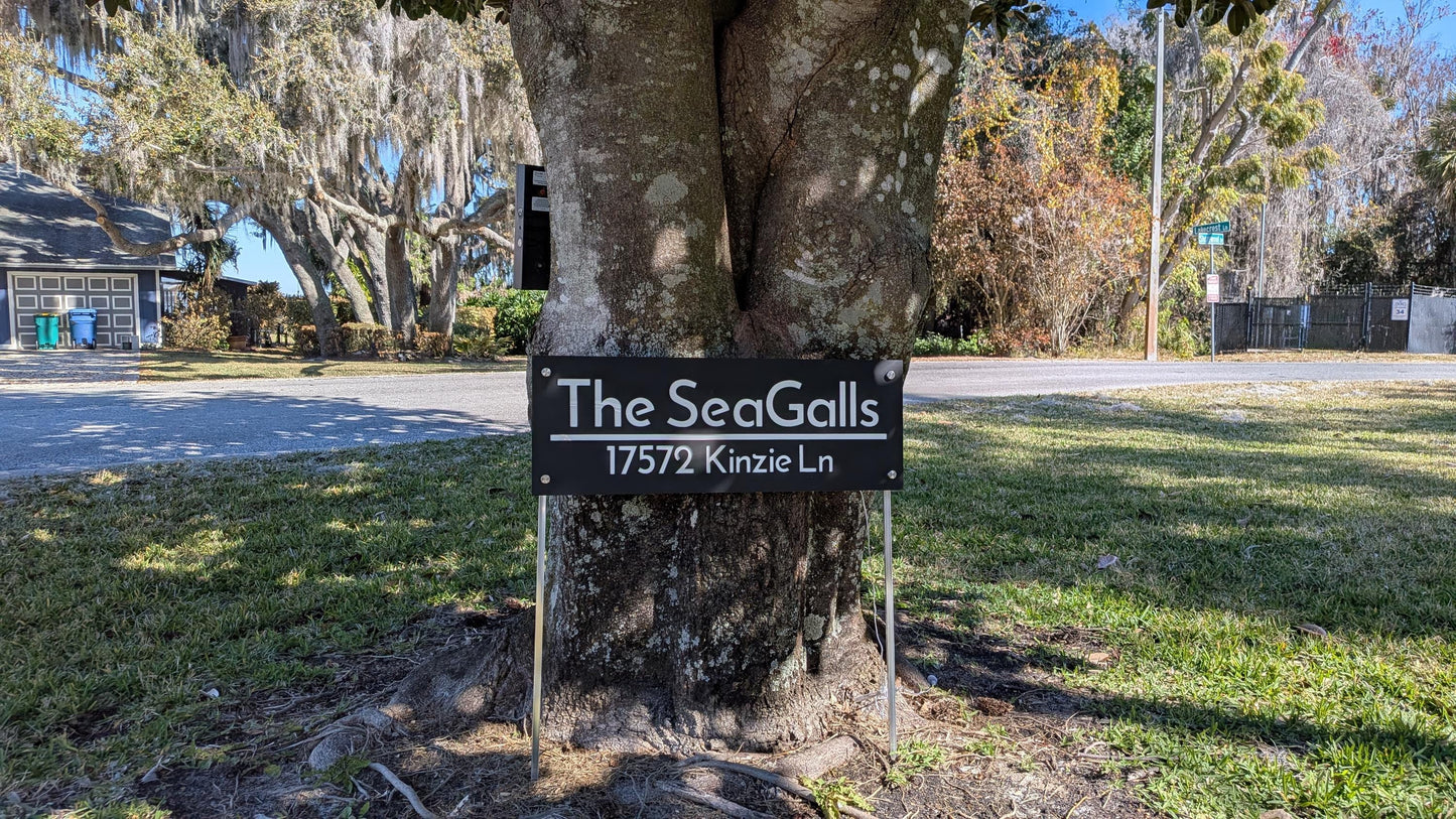 Modern Solar LED Address Sign with Stakes | 360° Lighted Yard House Numbers | Weatherproof 911 Approved