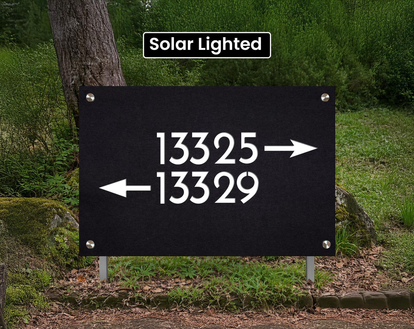 Shared Driveway Sign With Arrows – Modern Business Logo Plaque on Stakes, Air-BNB Marker