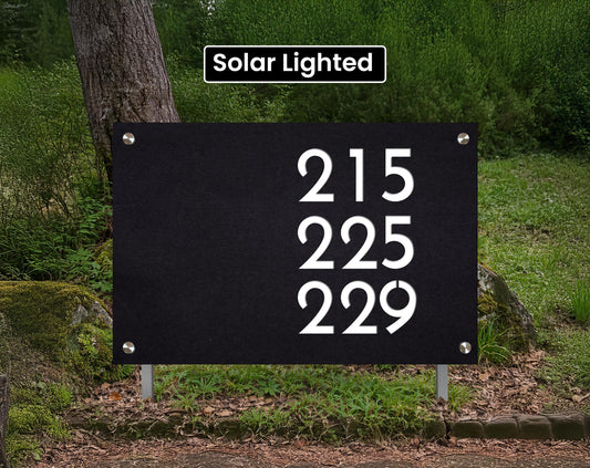 Customizable Multi-Property Address Sign | Shared Driveway Sign - Solar Lighted