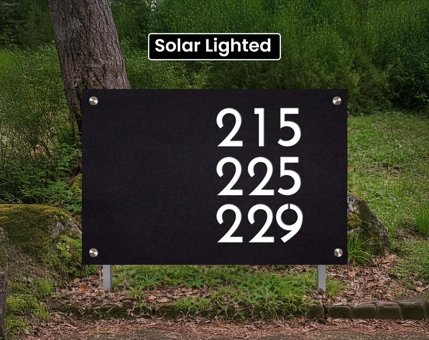 Custom Solar Lighted Outdoor Sign, Personalized Property Signage With Yard Stakes, Air-BNB Marker,