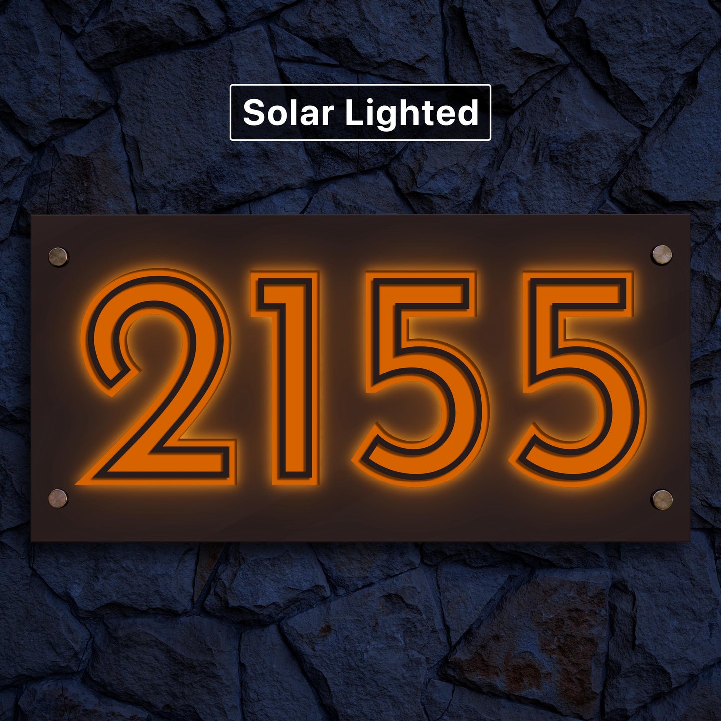 Solar Lighted House Numbers | Modern Illuminated Address Sign | 360° LED Weatherproof Curb Appeal Sign