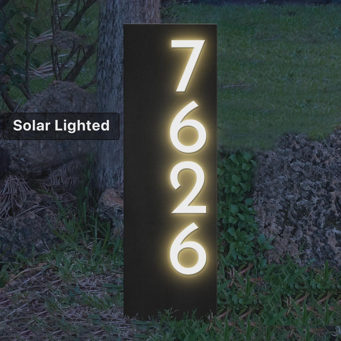 Solar House Number Sign with Tree of Life Design | LED Lighted Address Sign for Lawn | Weatherproof