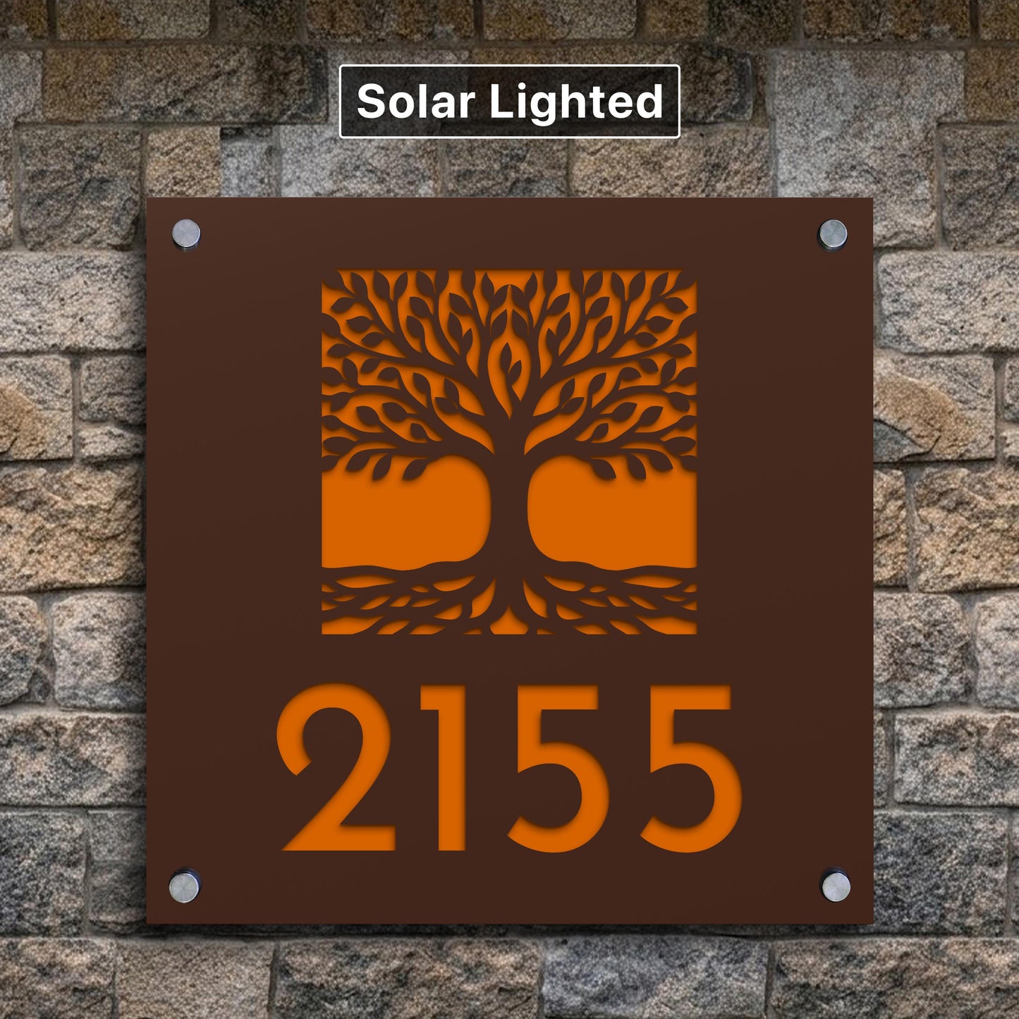 Solar Tree of Life Address Sign | Illuminated Kabbalah House Number Sign | Housewarming Gift
