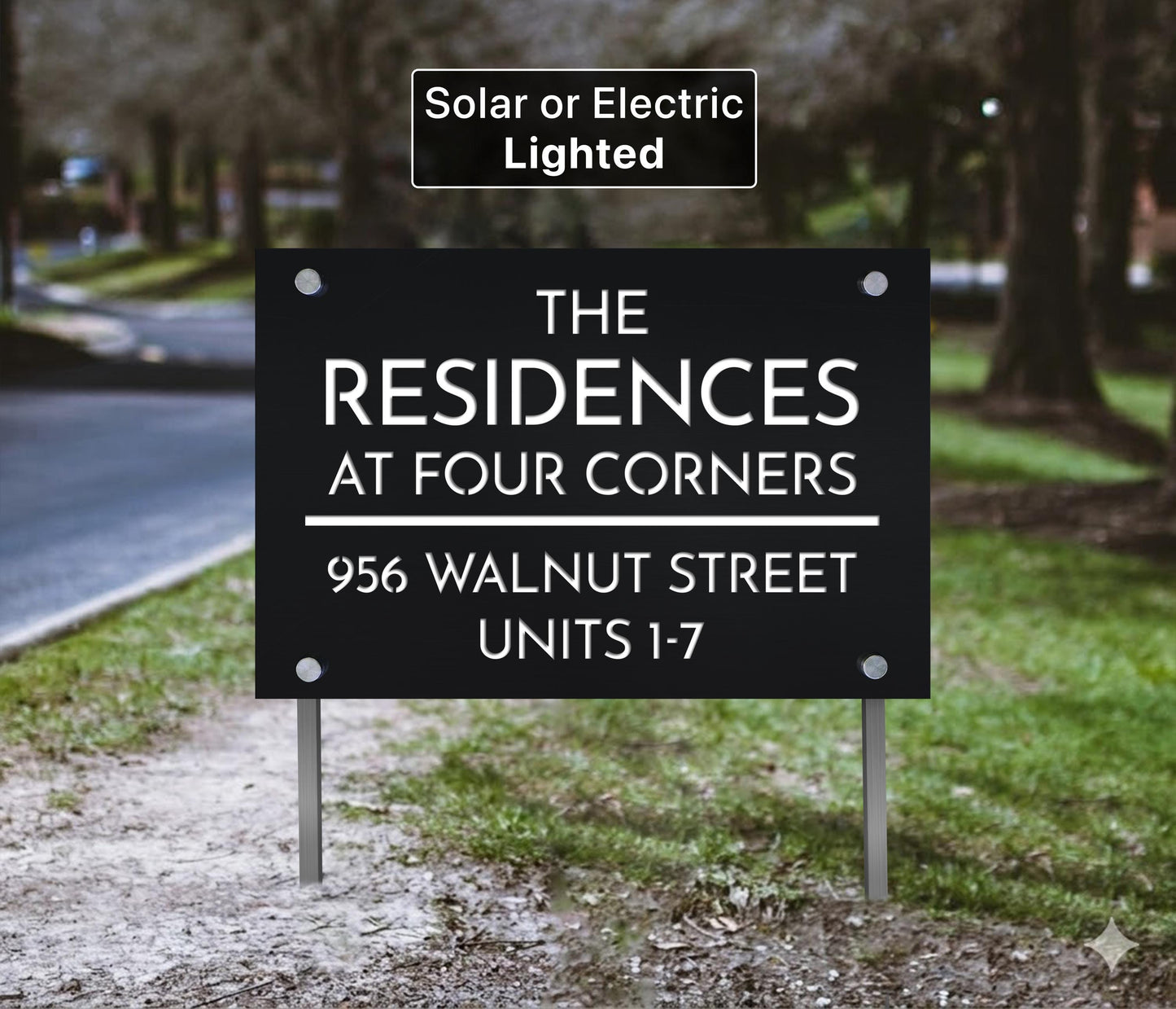Customizable Laser Cut Commercial Sign, Personalized Solar Lighted Logo Sign