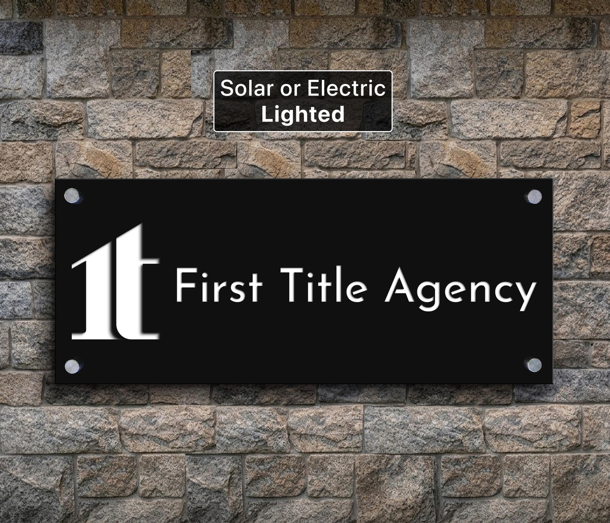 Customizable Lighted Commercial Signage, Acrylic Logo Sign, Solar Powered Outdoor Signage