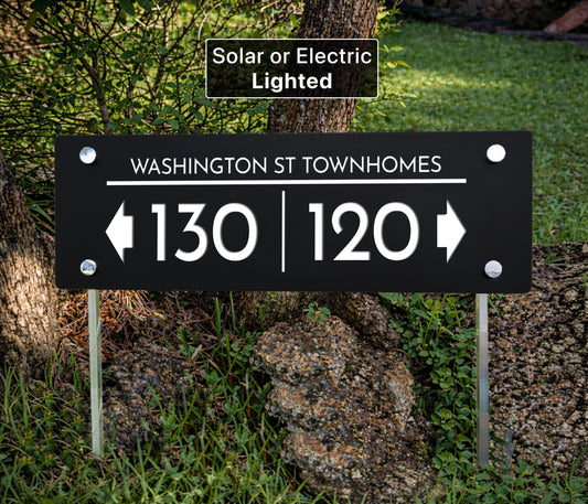 Custom Solar Lighted Wayfinding Sign | Personalized Property Directional Signage on Stakes | Customizable Outdoor Business Sign
