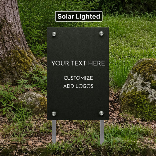 Custom Laser Cut Solar Lighted Yard Sign With Stakes